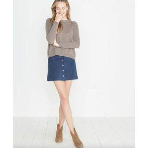 EUC Marine Layer Rosie Suede A-Line Mini Skirt in Mood Indigo Size Large